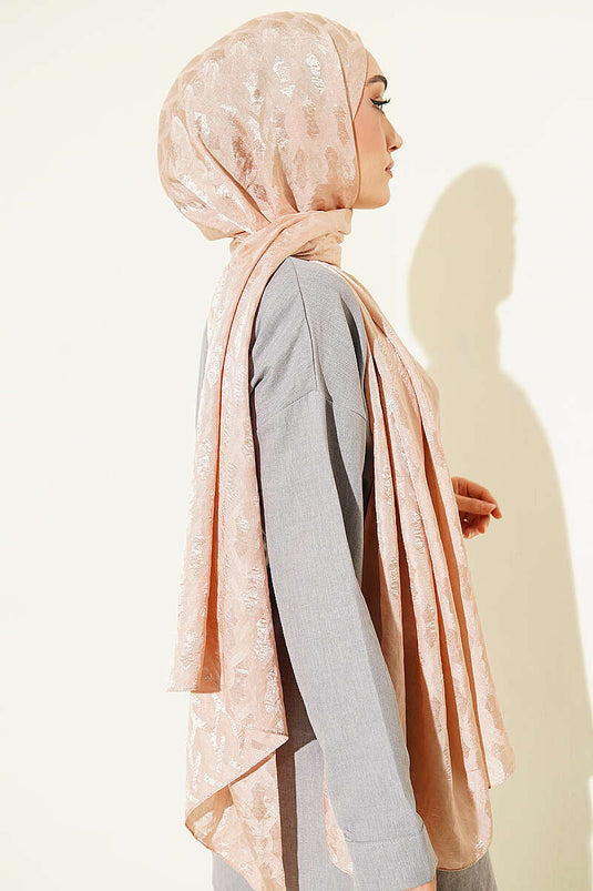 Écharpe Jacquard Brodée Camel