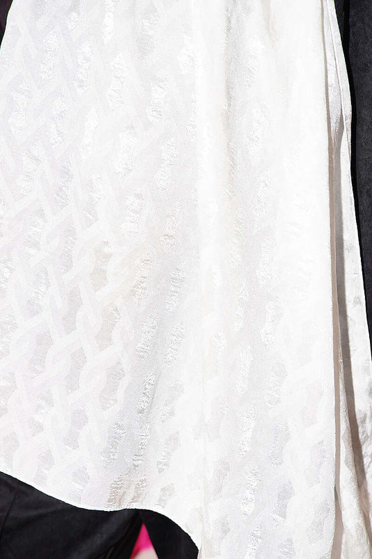 Écharpe Jacquard Brodée Écru