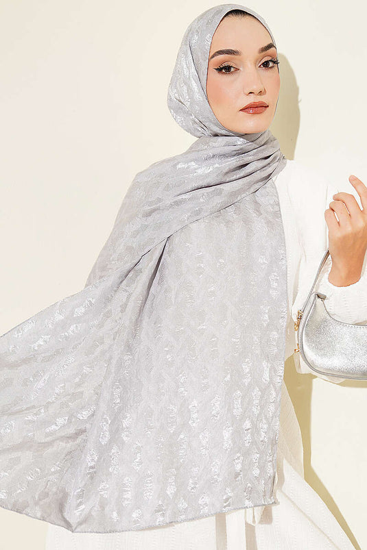 Bestickter Jacquard-Schal Silber