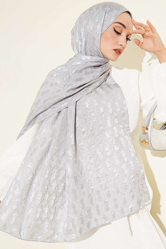 Bestickter Jacquard-Schal Silber