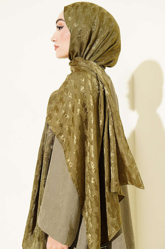Écharpe Jacquard Brodée En Haki