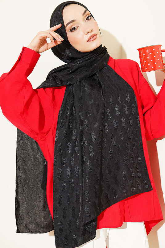 Écharpe Jacquard Brodée Noire