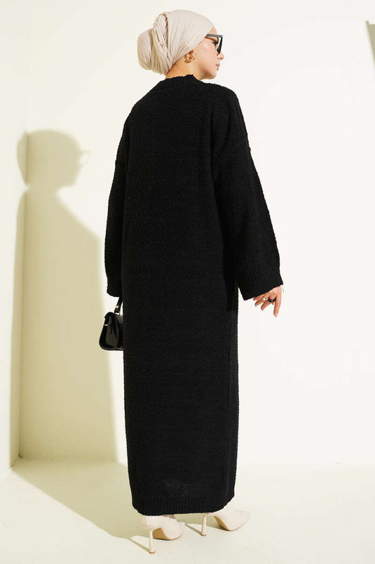 Robe en maille à motif en relief noire