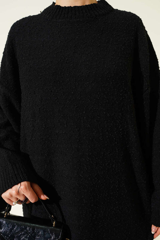 Robe en maille à motif en relief noire