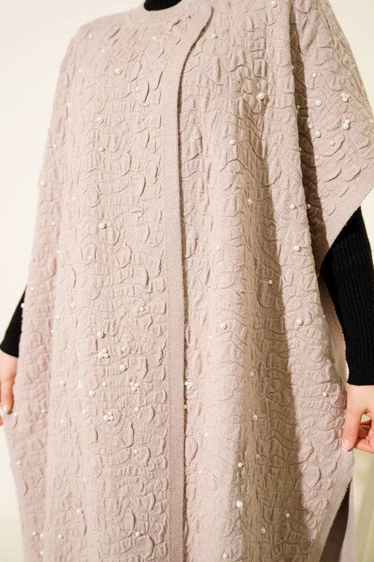Embossed Pearl Poncho Beige