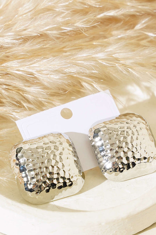 Boucles d'oreilles carrées en argent gaufré