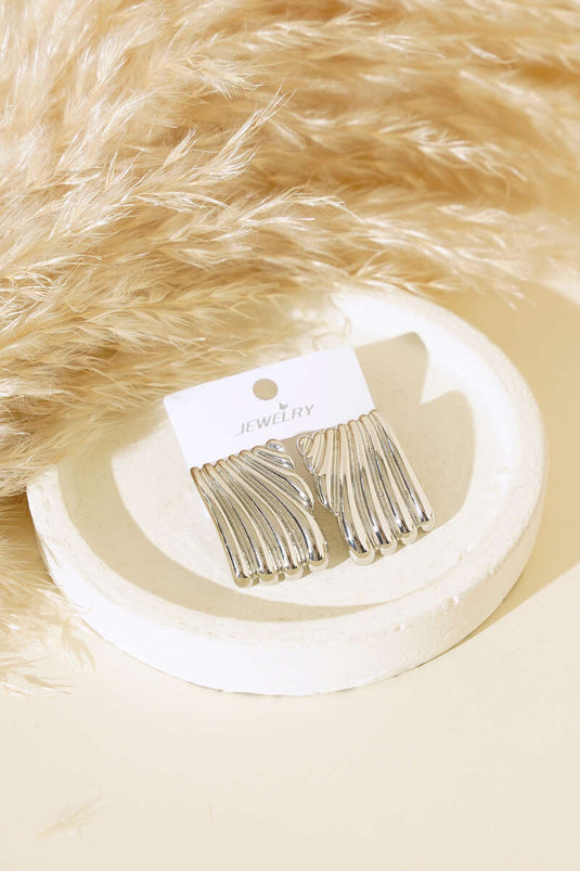 Embossed Flow Earrings Silver