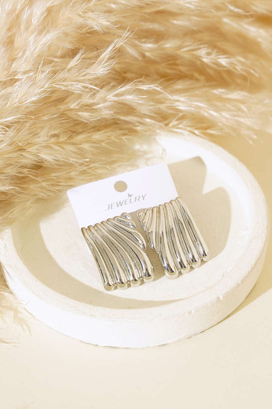 Embossed Flow Earrings Silver