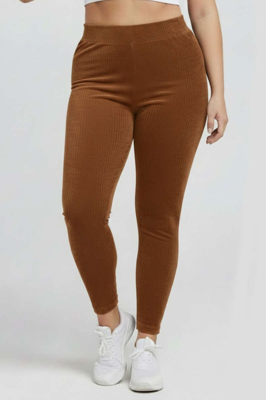 Leggings en velours grande taille, marron
