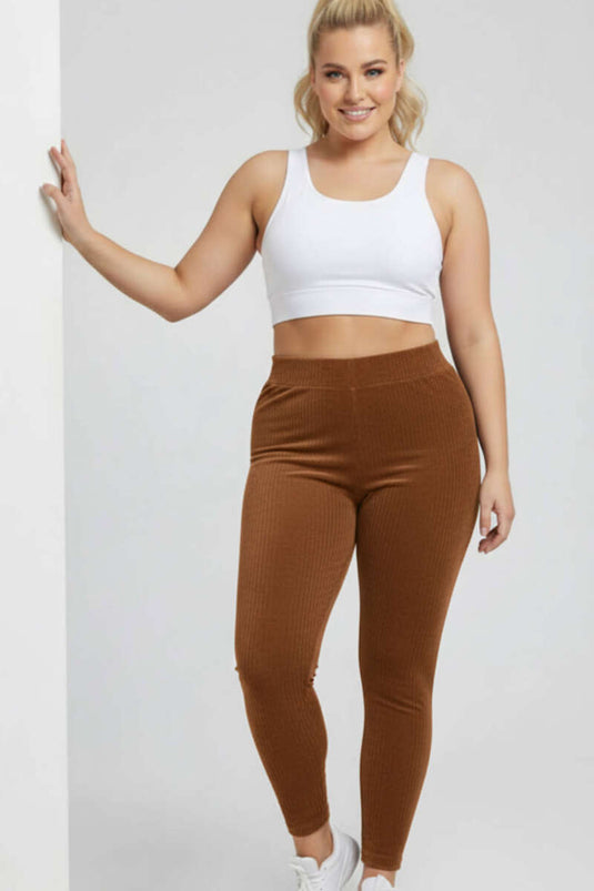 Velvet Plus Size Leggings, Brown
