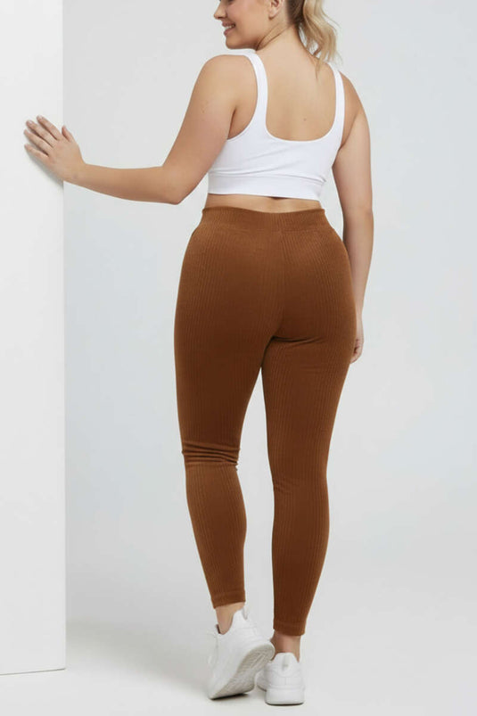 Velvet Plus Size Leggings, Brown