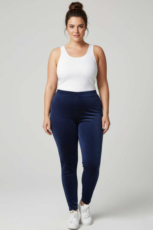 Velvet Plus Size Leggings Navy Blue