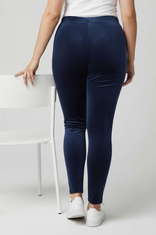 Velvet Plus Size Leggings Navy Blue