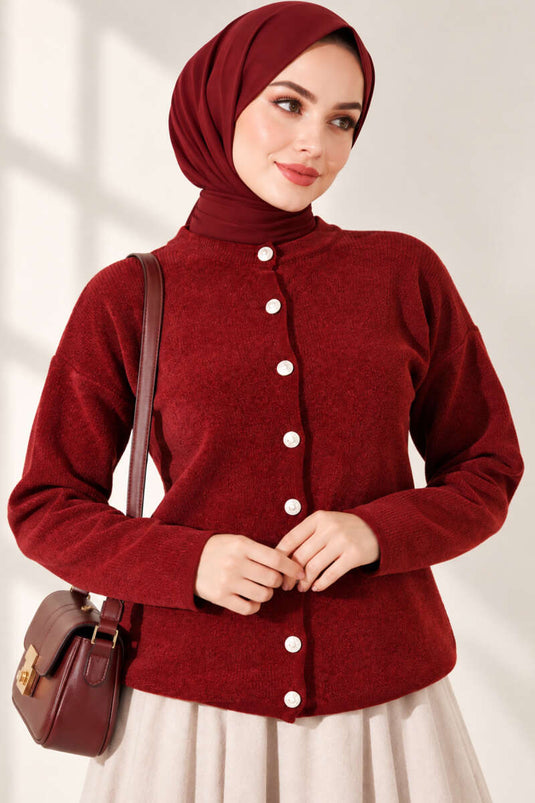 Velvet Look Special Shornil Cardigan Burgundy
