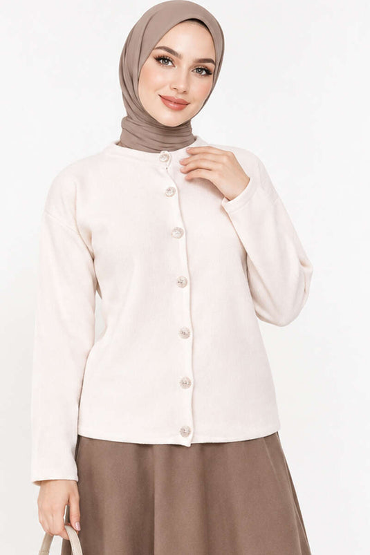 Gilet En Velours À Effet Sherpa Crème