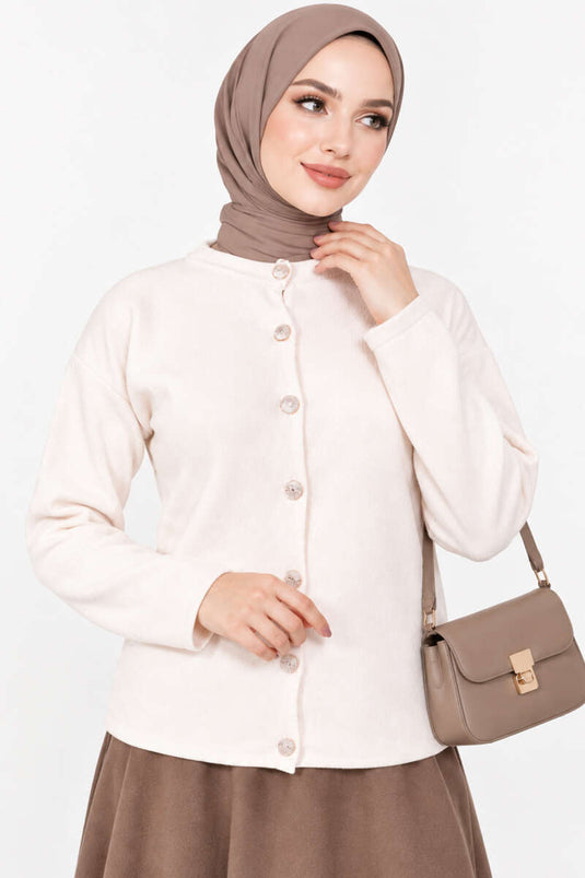 Gilet En Velours À Effet Sherpa Crème