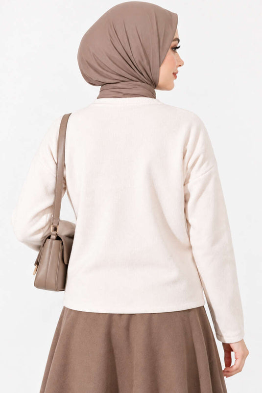 Gilet En Velours À Effet Sherpa Crème