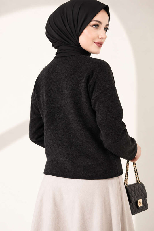 Chaqueta De Efecto Terciopelo Especial En Shornil Negra