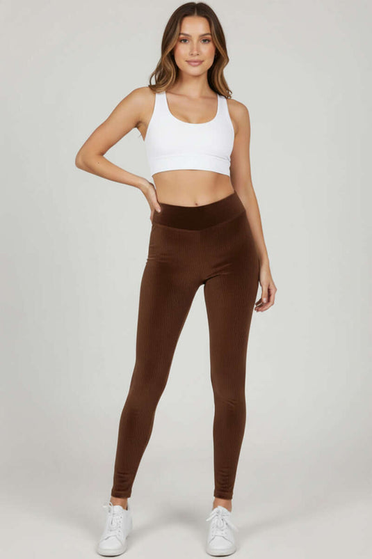 Fluwelen legging bruin