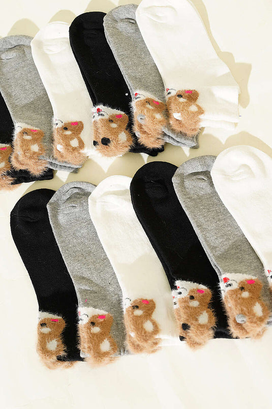 Women's 12-Pack Patterned Fuzzy Socks Assorted 2