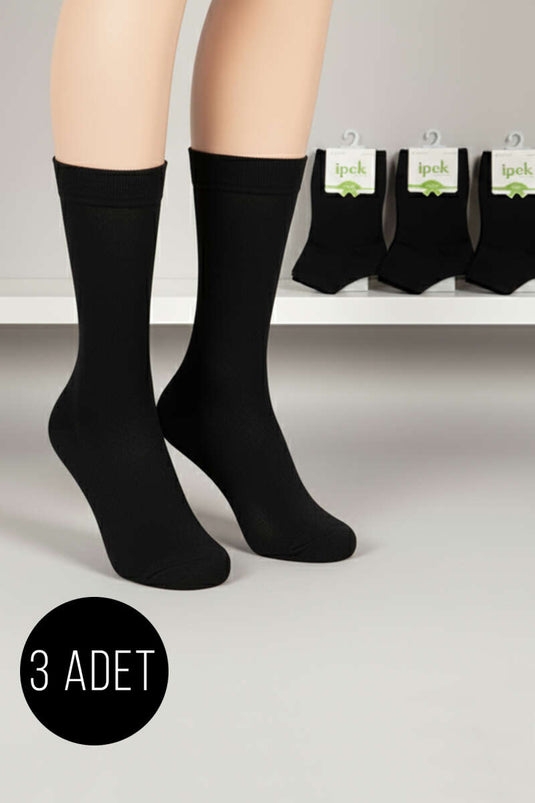 Women's 3-Pack Bamboo Ankle Socks, Black