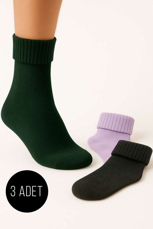 Kadın 3'lü Bot Çorabı Asorti 2