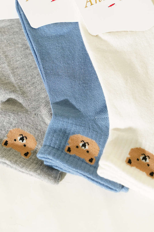 جوارب نسائية قطنية بنقوش، طقم من 3 أزواج، متنوع 1