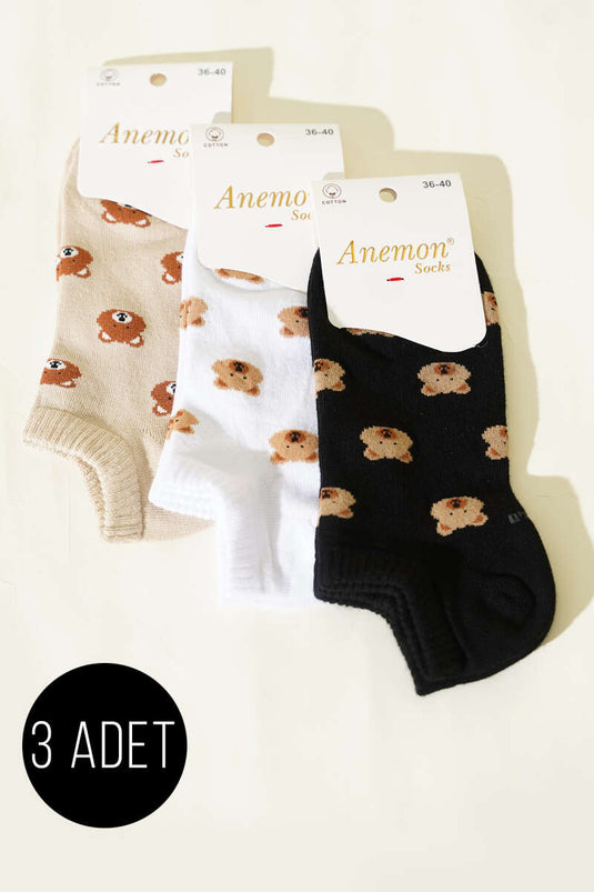 جوارب نسائية قطنية بنقوش ثلاثية الألوان متنوعة 5