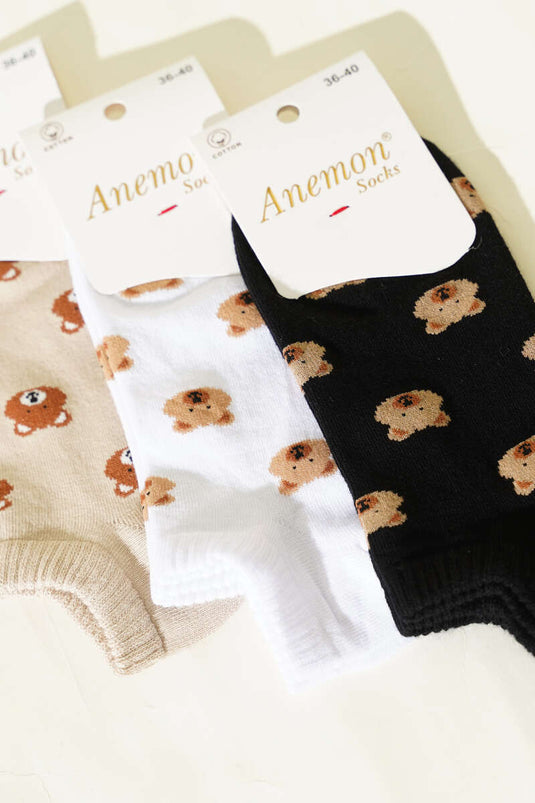 جوارب نسائية قطنية بنقوش ثلاثية الألوان متنوعة 5