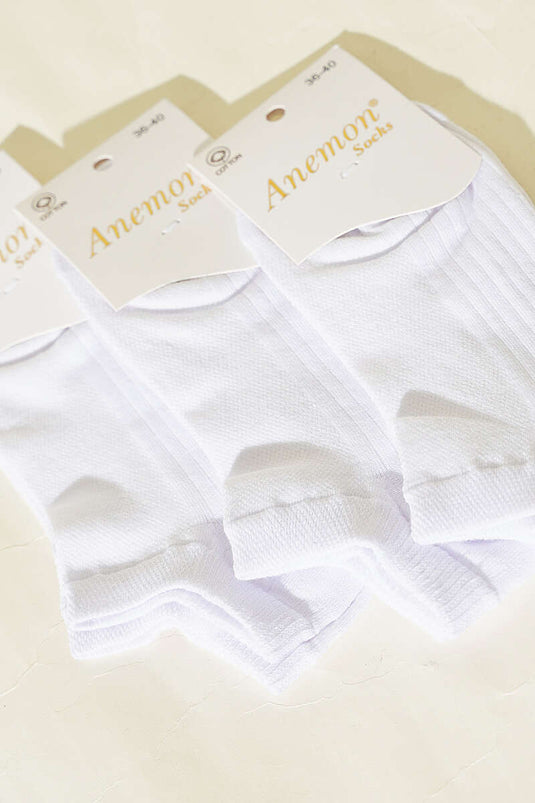 Chaussettes en jersey à motifs pour femme, lot de 3, assorties, blanches
