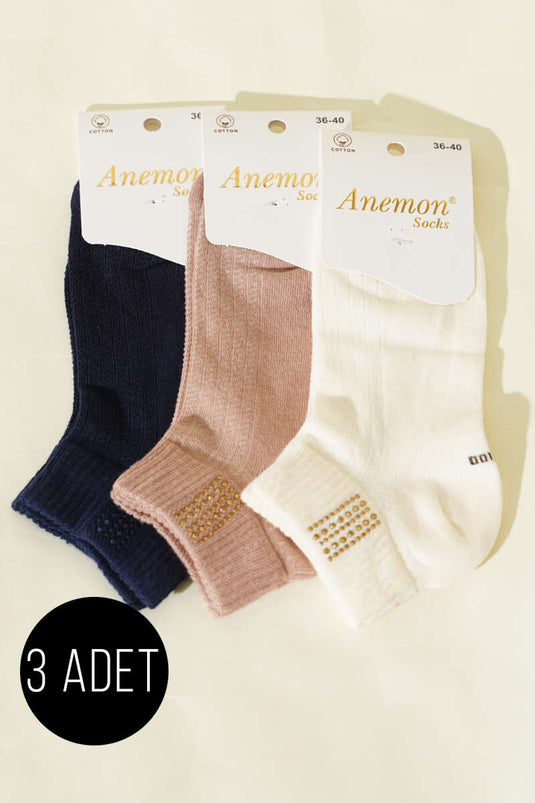 مجموعة نسائية من 3 جوارب قصيرة مزينة بحجر صغيرة متنوعة 11