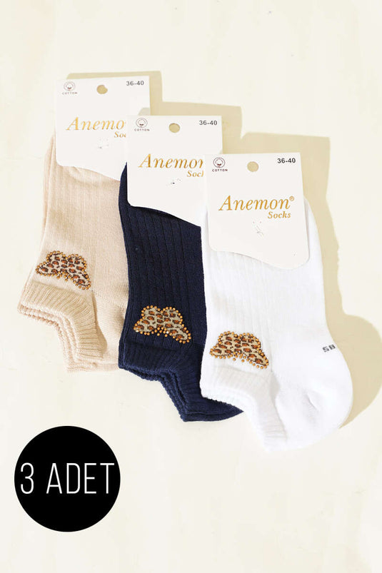 Calze Mini con Dettaglio Pietre, Set da 3, Assortito 15