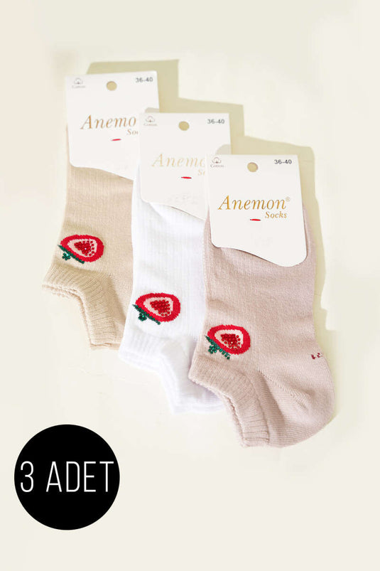 Chaussettes mini ballerines assorties pour femme, lot de 3, détails en pierre 17