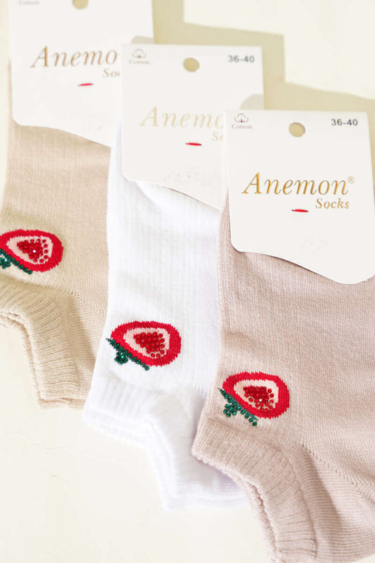 Chaussettes mini ballerines assorties pour femme, lot de 3, détails en pierre 17
