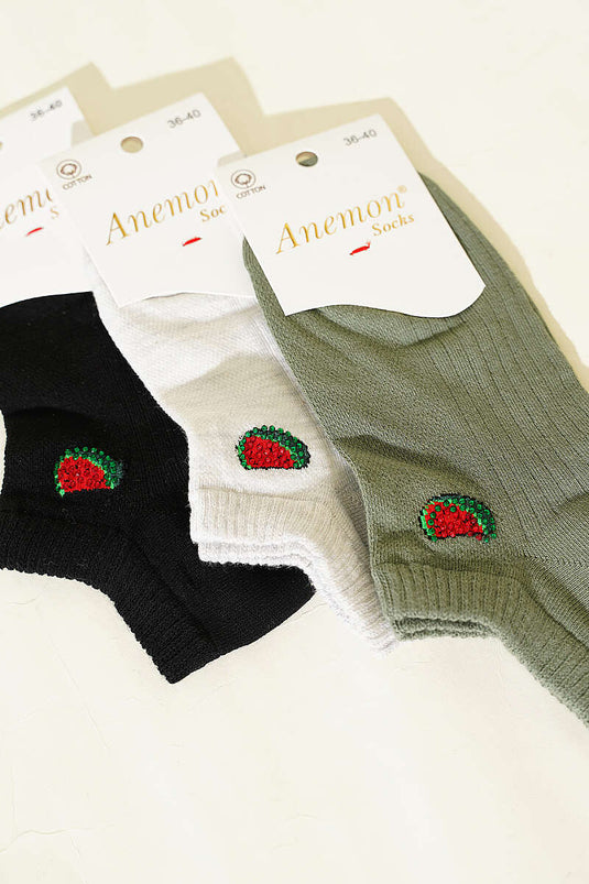 Women's 3-Pack Mini Stone Detail Ankle Socks Assorted 20