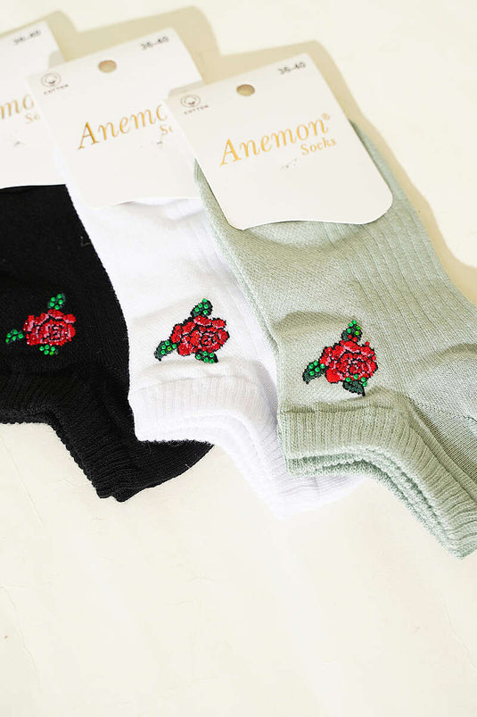Women's 3-Pack Mini Stone Detail Ankle Socks Assorted 25