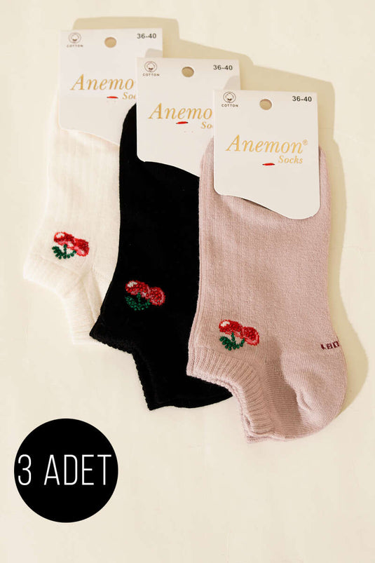 مجموعة نسائية من 3 جوارب قصيرة مزينة بحجر صغيرة متنوعة 8