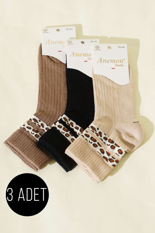 جوارب قصيرة بثلاثة خطوط نسائية متنوعة 2