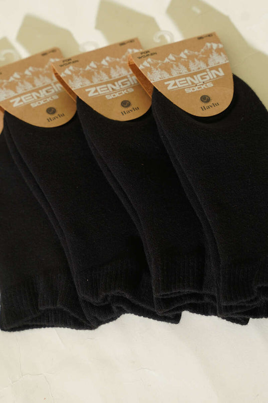 Women's 4-Piece Basic Towel Foot Cover Socks Black