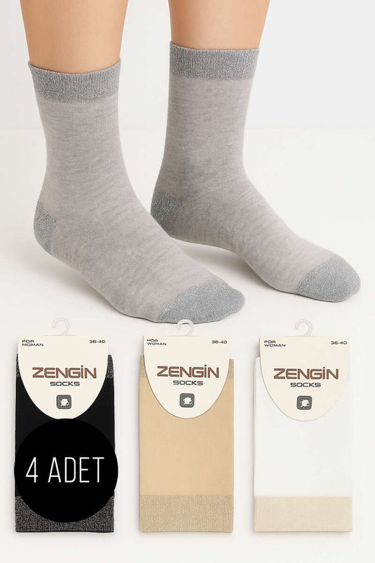 Damen-Knöchelsocken, 4er-Pack, verschiedene Farben (2)