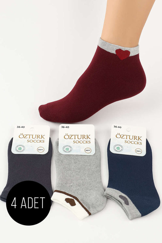 مجموعة جوارب نسائية منقوشة من قماش تيري، 4 قطع، تشكيلة 3