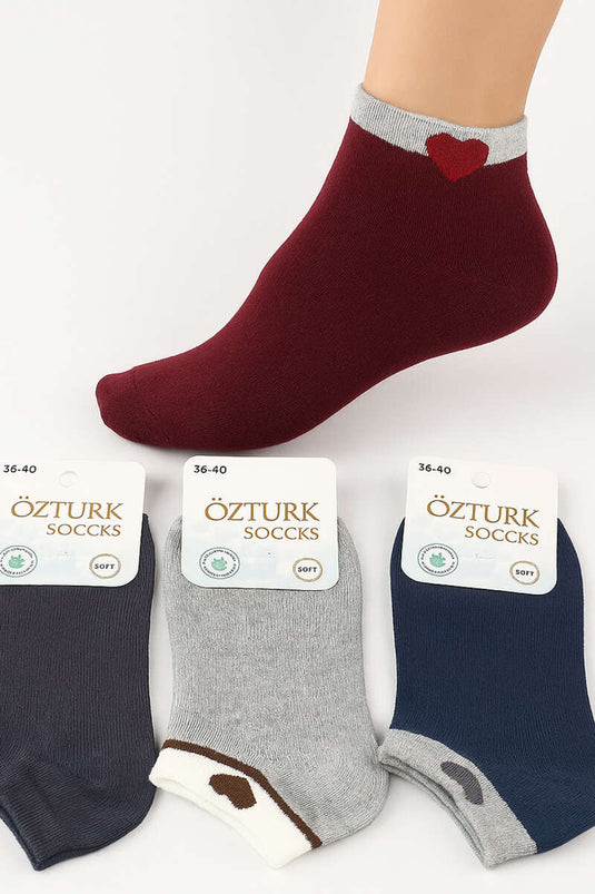 مجموعة جوارب نسائية منقوشة من قماش تيري، 4 قطع، تشكيلة 3