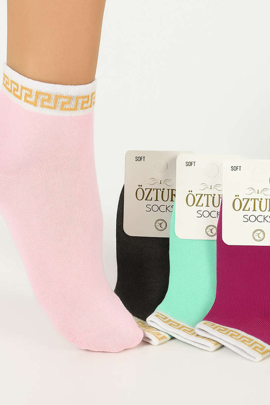 Women's Patterned 4-Pack Terry Towel Socks Assortment 6