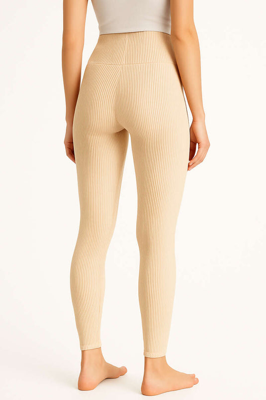 Women's Ribbed Thermal Leggings Beige