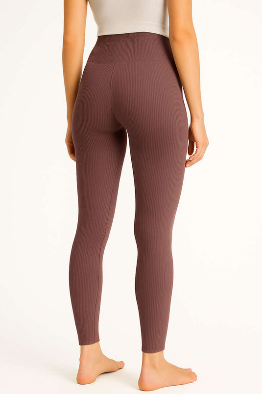 Women's Ribbed Thermal Leggings, Brown