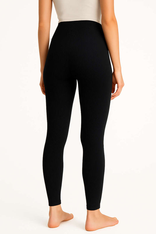 Women's Ribbed Thermal Leggings Black