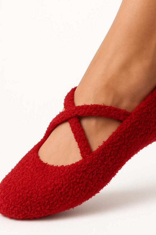 جوارب بيلاتس نسائية مخملية حمراء