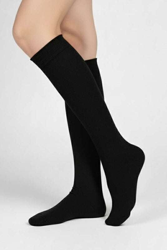 Dames katoenen kniekousen, zwart