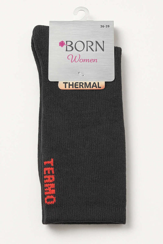 Chaussettes thermiques en éponge pour femme, gris fumé