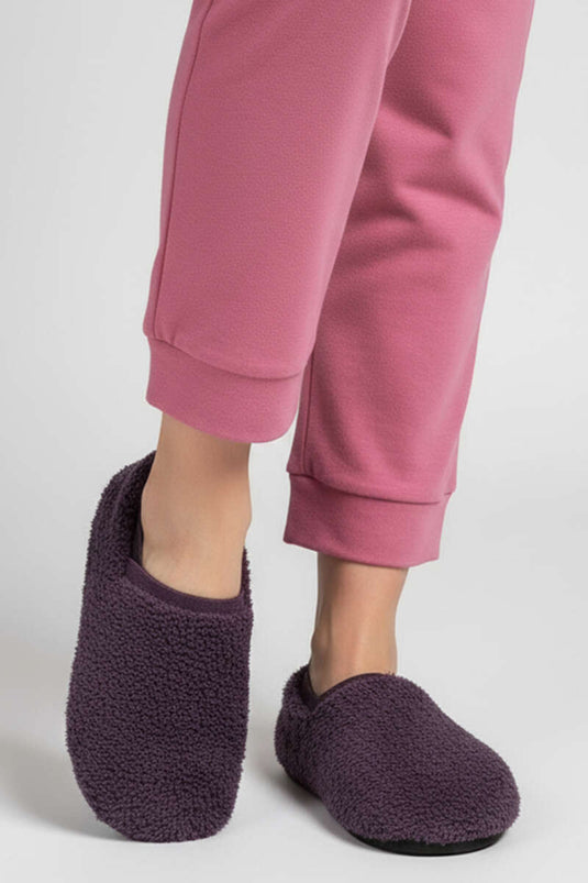 Pantoufles souples pour femmes, couleur prune